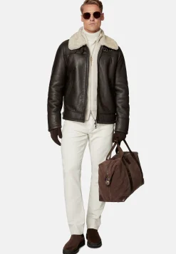 Bomber En Cuir Véritable Et Peau De Mouton Retournée