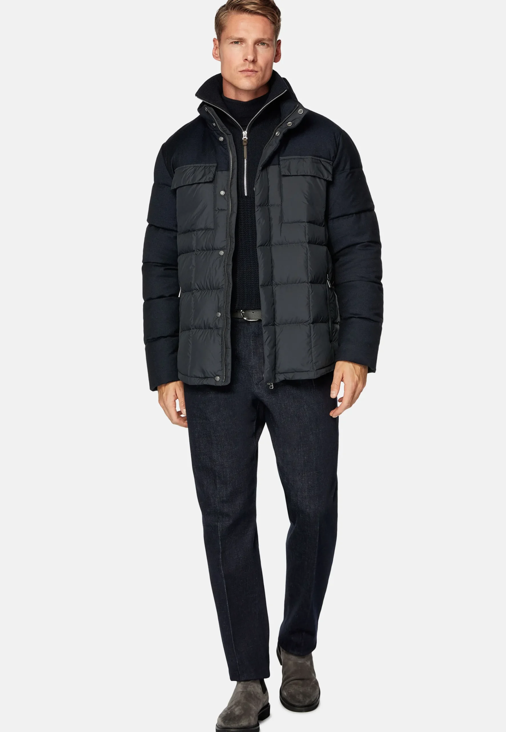 Bomber Flyn En Flanelle Et Tissu Tech En Plume