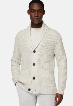 Cardigan Sable À Col Châle En Laine Mérinos