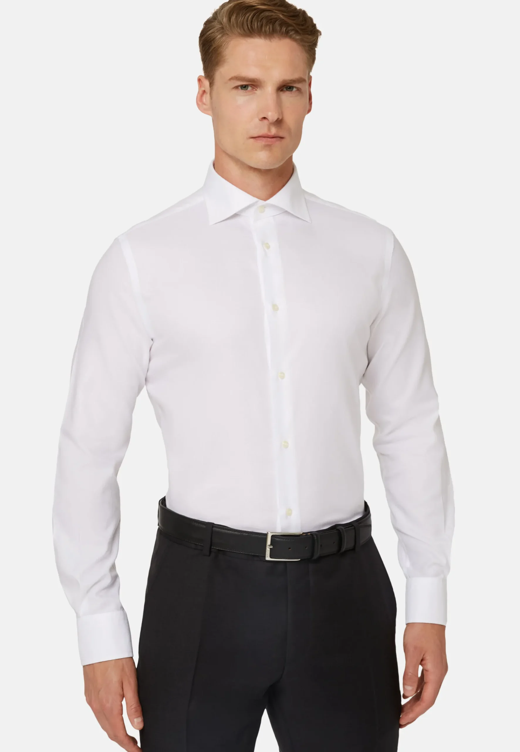 Chemise Blanche En Coton Dobby Regular Fit
