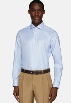 Chemise Pied-De-Poule En Coton Dobby Slim Fit