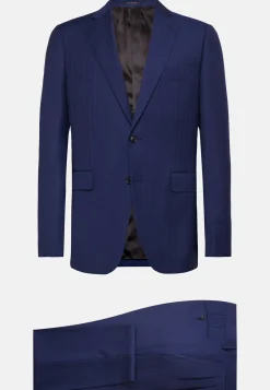 Costume Bleu Roi À Fines Rayures En Pure Laine Super 130