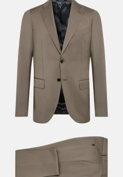 Costume Gris Tourterelle À Chevrons En Pure Laine