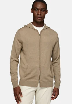 Gilet à Capuche En Laine Mérinos