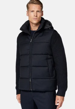 Gilet En Flanelle Rembourré De Plumes À Capuche