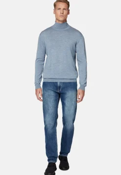 Jean En Denim Extensible Bleu À Délavage Moyen