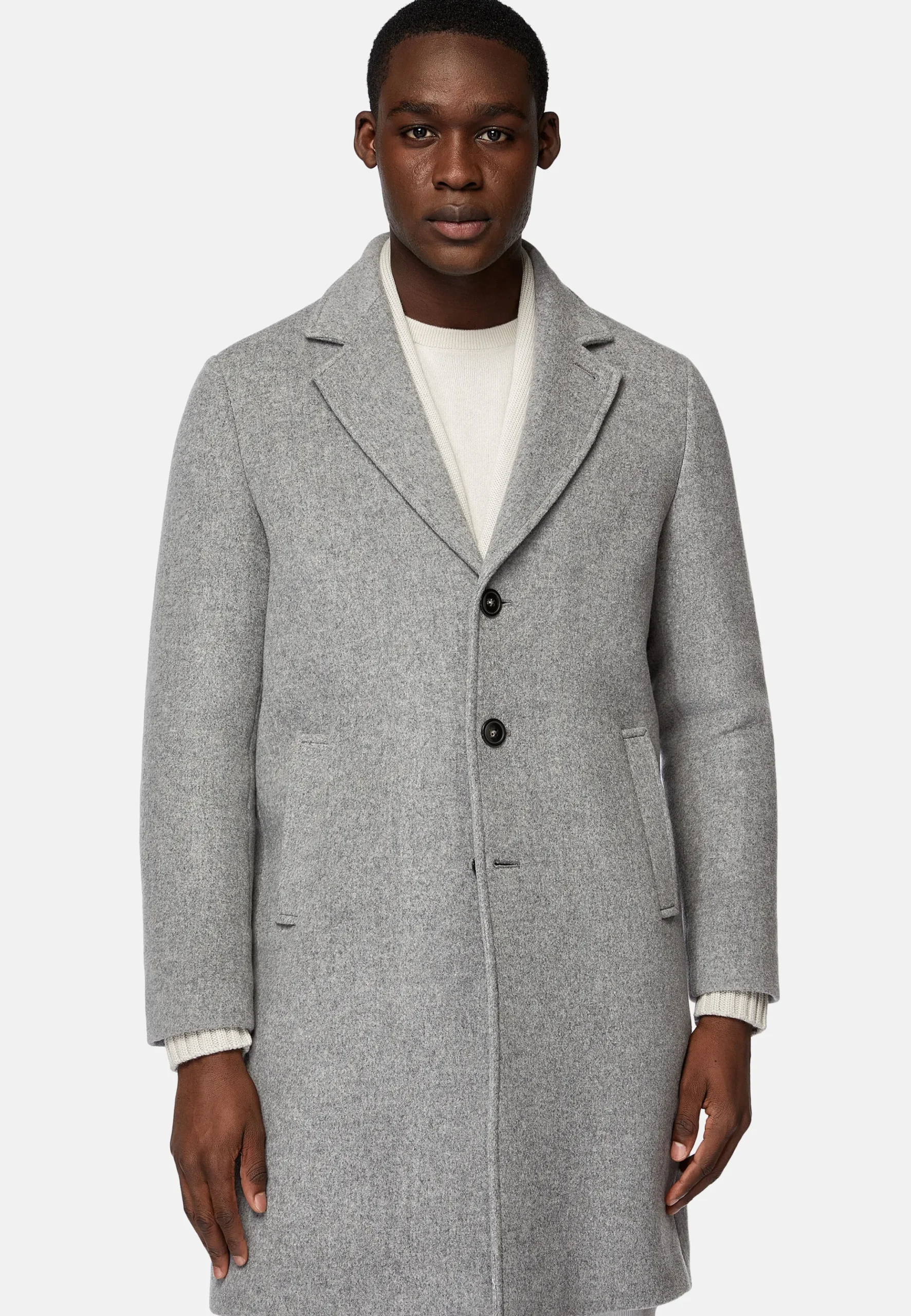 Manteau En Laine À Simple Boutonnage