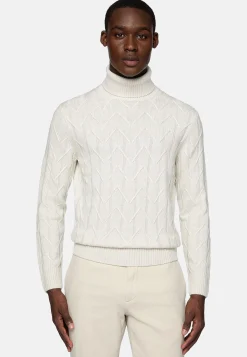 Pull Col Roulé Blanc En Laine Mérinos