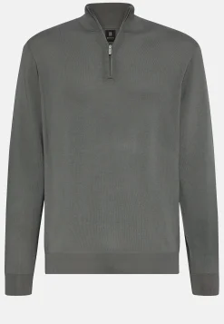 Pull Demi-Zip Vert En Laine Mérinos