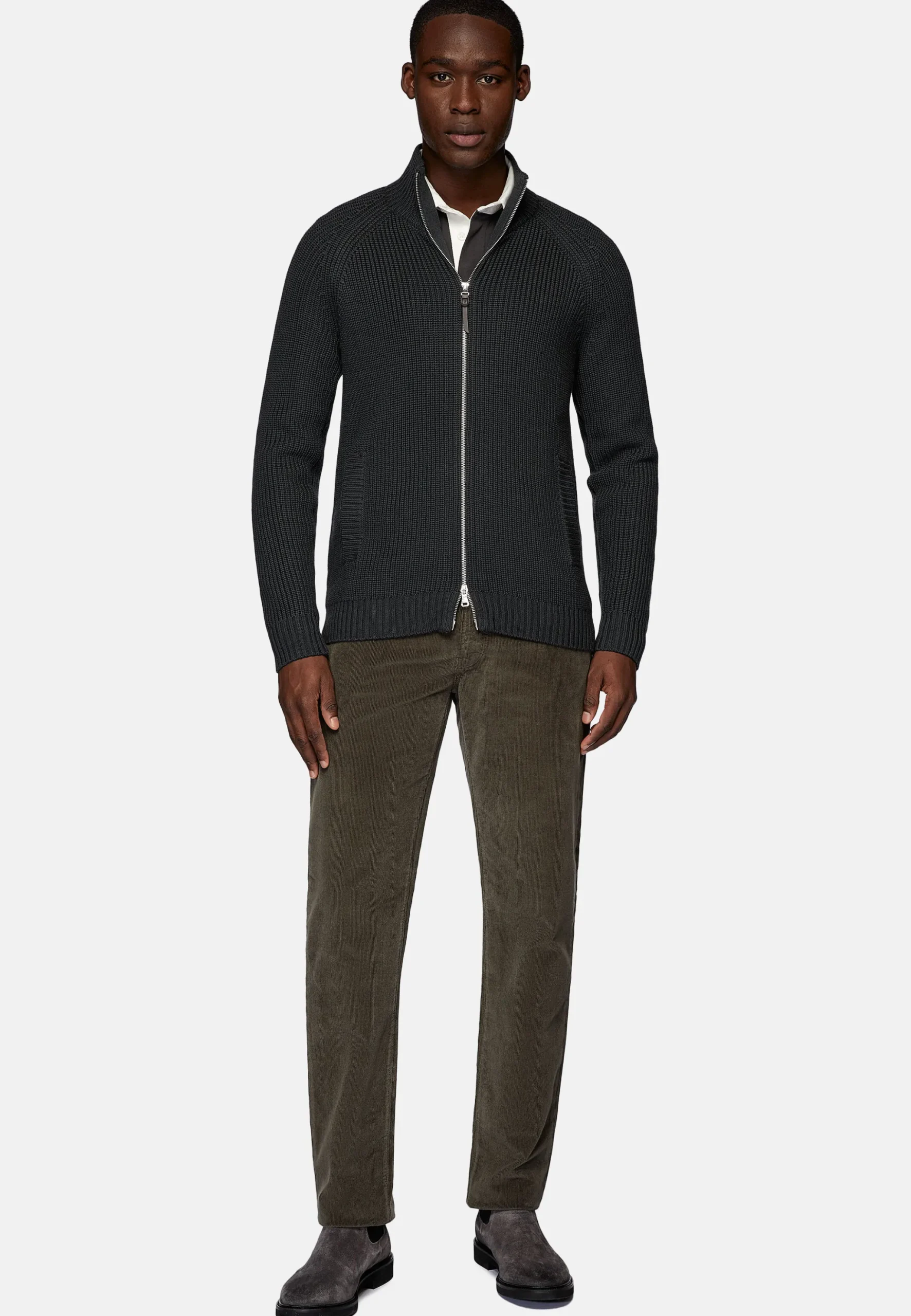 Pull Full Zip Anthracite En Laine Mérinos