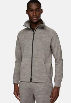 Sweat-Shirt Full Zip En Mélange Coton Scuba Léger